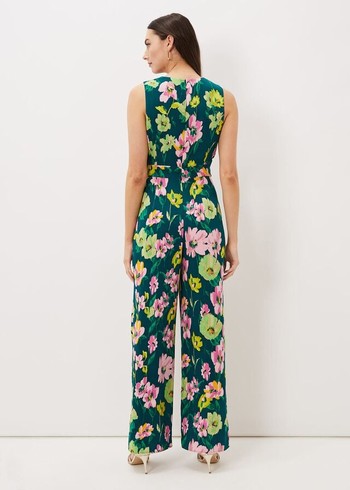 Phase Eight Effie Printed Jumpsuit Turquoise/Multicolor USA | 0986235-CK